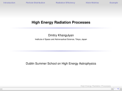High Energy Radiation Processes - Dublin Institute for Advanced