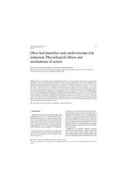 Olive leaf phenolics and cardiovascular risk reduction