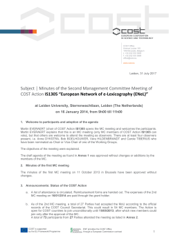 Minutes of the first ENeL Management Committee meeting in Leiden