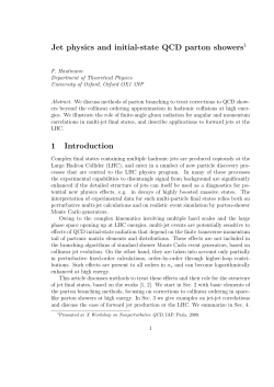 Jet physics and initial-state QCD parton showers 1 Introduction