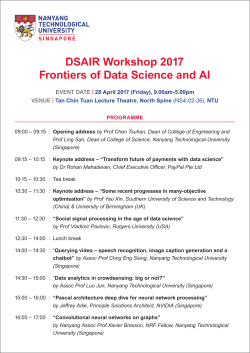 DSAIR Workshop 2017 Frontiers of Data Science and AI