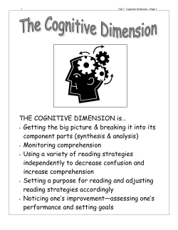 THE COGNITIVE DIMENSION is&hellip;