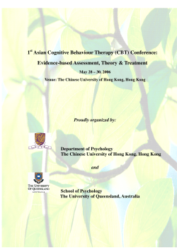 1st Asian Cognitive Behaviour Therapy (CBT) Conference: Evidence