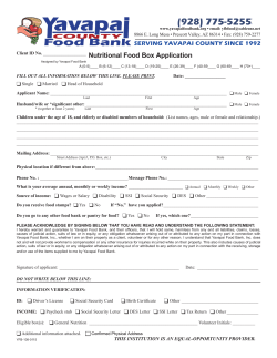 Client ID No. Nutritional Food Box Application