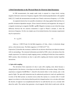 A Brief Introduction to the Physical Basis for Electron Spin Resonance