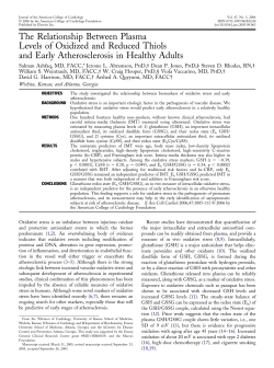 The Relationship Between Plasma Levels of Oxidized and Reduced