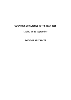COGNITIVE LINGUISTICS IN THE YEAR 2015 Lublin, 24