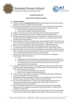 Dietary Requirements Procedures