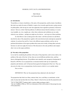 REGRESS, UNITY, FACTS, AND PROPOSITIONS