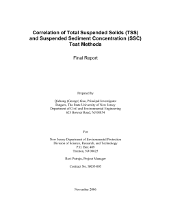 (TSS) and Suspended Sediment Concentration (SSC) Test Methods