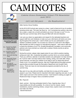 Camino Grove Elementary School PTA Newsletter June 2015 Let`s