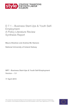 D7.1 Business Start-Ups Youth Self