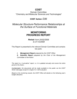 COST D36 Molecular Structure-Performance Relationships at the