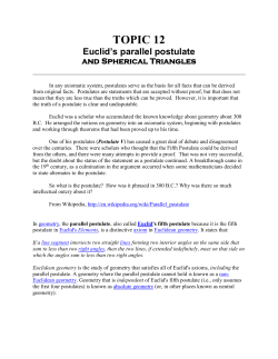 Topic 12: Euclid`s Parallel Postulate