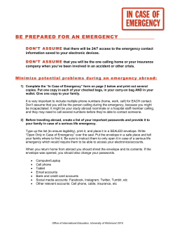 In Case of Emergency - University of Richmond