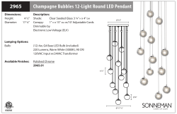 2965 Champagne Bubbles 12-Light Round LED Pendant