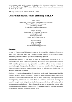 Centralised supply chain planning at IKEA