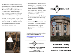 Milwaukee County Historical Society Speaker Presentations