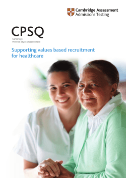 Supporting values based recruitment for healthcare