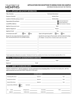 application for exception to bring food on campus