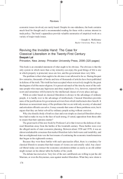 Reviving the Invisible Hand: The Case for Classical Liberalism in the