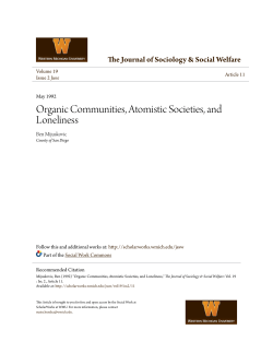 Organic Communities, Atomistic Societies, and Loneliness