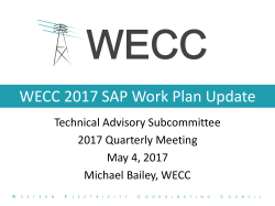 WECC 2017 SAP Work Plan Update