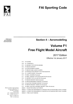 FAI Sporting Code Volume F1 Free Flight Model Aircraft
