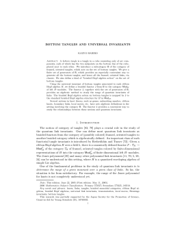BOTTOM TANGLES AND UNIVERSAL INVARIANTS 1. Introduction