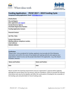 Funding Application: PECSF 2017 &ndash; 2019 Funding Cycle