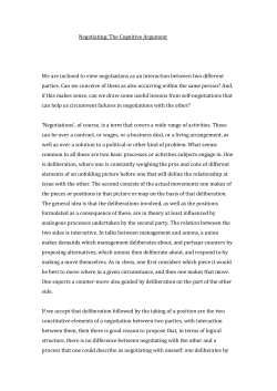 Negotiating: The Cognitive Argument We are inclined to view