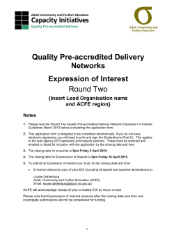 Quality Pre-accredited Delivery Networks: Expression of Interest
