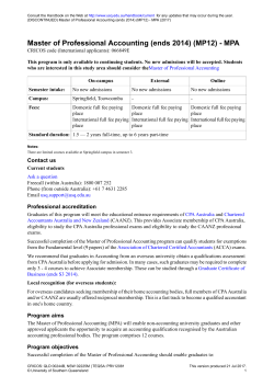 Master of Professional Accounting (ends 2014) (MP12) - MPA