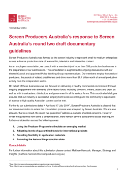 Screen Producers Australia`s response to Screen Australia`s round