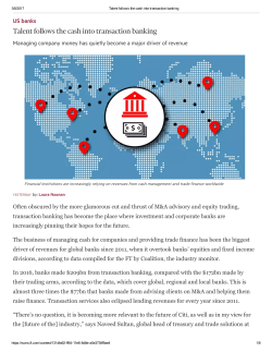 Talent follows the cash into transaction banking