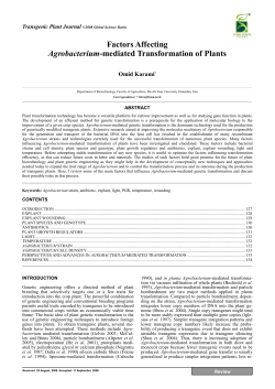 Factors Affecting Agrobacterium-mediated Transformation of Plants