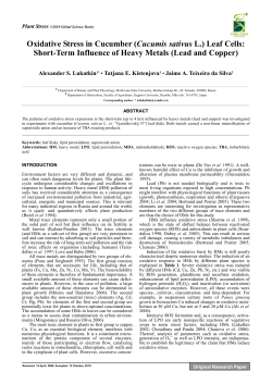 Oxidative Stress in Cucumber (Cucumis sativus L.) Leaf Cells: Short