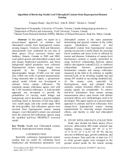 Algorithm of Retrieving Needleleaf Chlorophyll Content from