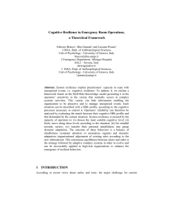 Cognitive Resilience in Emergency Room Operations, a Theoretical