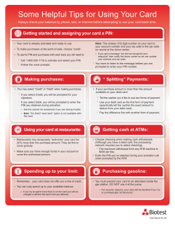 Some Helpful Tips for Using Your Card