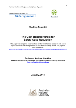 The Cost-Benefit Hurdle for Safety Case Regulation - RegNet