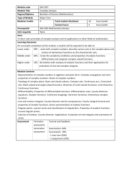 Module code SM-2207 Module Title Complex Analysis Degree
