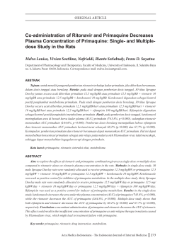 Co-administration of Ritonavir and Primaquine Decreases Plasma