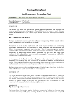 Knowledge Sharing Report Local Procurement &ndash; Nyngan Solar Plant