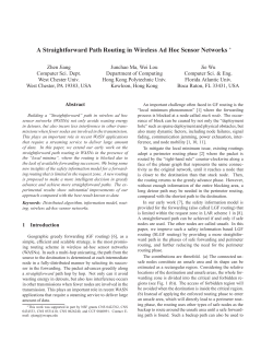 A Straightforward Path Routing in Wireless Ad Hoc Sensor Networks
