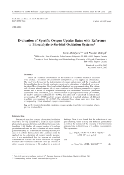 Evaluation of Specific Oxygen Uptake Rates with Reference to
