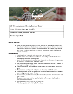 Job Title: Activities and Sports/Gym Coordinator Leadership Level