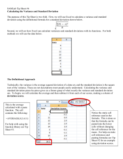 SAMLab Tip Sheet #6 Calculating the Variance and Standard