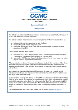 Chargebacks - Code Compliance Monitoring Committee