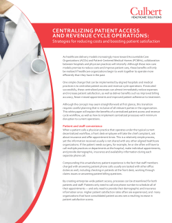 Centralizing Patient Access and Revenue Cycle Operations